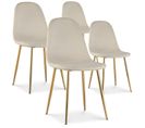 Lot De 4 Chaises Bali Velours Beige Pieds Or