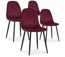 Lot De 4 Chaises Bali Velours Rouge Pieds Noir