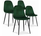 Lot De 4 Chaises Bali Velours Vert Pieds Noir