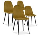 Lot De 4 Chaises Bali Velours Jaune Pieds Noir