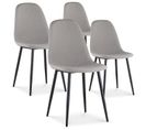 Lot De 4 Chaises Bali Tissu Gris Pieds Noir