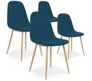 Lot De 4 Chaises Scandinaves Bali Tissu Bleu Canard