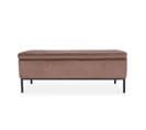 Banquette Coffre Louise Velours Marron Pieds Noirs