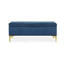 Banquette Coffre Chloé Velours Bleu Pieds Or