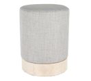 Pouf Tissu Gris Clair Et Base Aspect Bois - Tobias