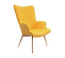 Fauteuil Jaune Et Piétement Naturel - Hayna