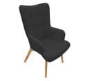 Fauteuil Noir Et Piétement Naturel - Hayna