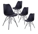 Lot De 4 Chaises Noires Avec Piétement Métallique - Haga