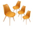 Lot De 4 Chaises Scandinaves Jaunes - Medaline