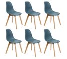 Lot De 6 Chaises Scandinaves Bleu Canard - Melya