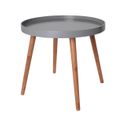 Table D'appoint Ronde Grise Et Pieds Bois Massif - Sahn