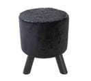 Tabouret Noir Rond Avec Sequins Bleus Et Argentés - Flake