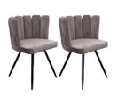 Lot De 2 Chaises Velours Gris - Charlotte