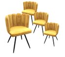 Lot De 4 Chaises Velours Jaune - Charlotte