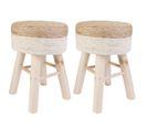 Lot De 2 Tabourets Tressés Naturel Et Beige - Estany