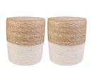 Lot De 2 Poufs Ronds Tressés Naturel Et Beige - Estany