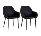 Lot De 2 Fauteuils Velours Côtelé Noir - Alessia