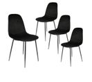 Lot De 4 Chaises Velours Côtelé Noires - Alessia