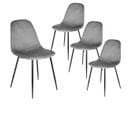 Lot De 4 Chaises Velours Côtelé Gris Foncé - Alessia