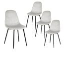 Lot De 4 Chaises Velours Côtelé Gris Clair - Alessia