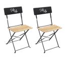 Lot De 2 Chaises Pliantes Noires Motif Bella Vita - Malam