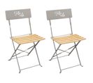 Lot De 2 Chaises Pliantes Taupe Motif Bella Vita - Malam