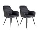 Lot De 2 Fauteuils Simili Noir Et Piétement Acier Noir - Viby