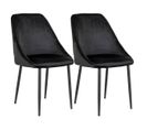 Lot De 2 Chaises Velours Noir Et Pieds Acier - Tinto