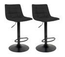 Lot De 2 Tabourets Acier Et Tissu Noir - Magnus