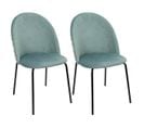 Lot De 2 Chaises Velours Bleu Céladon Motif Rétro - Bibbo