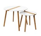 Lot De 2 Tables Gigognes Blanches Et Relief Bambou - Trazen