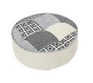 Pouf Rond Patchwork Motifs Grisés - Giada