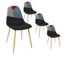 Lot De 4 Chaises Tricolores Et Motif Pied De Poule - Filla