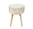 Tabouret Scandinave Beige Motifs Imitation Fourrure - Skully