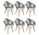 Lot De 6 Fauteuils Patchwork Motifs Grisés - Giada