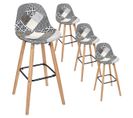 Lot De 4 Tabourets De Bar Patchwork Motifs Grisés - Giada