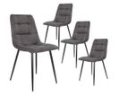 Lot De 4 Chaises Tissu Gris Foncé Et Piétement Acier - Strib