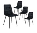 Lot De 4 Chaises Velours Noir Et Piétement Acier - Strib