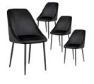 Lot De 4 Chaises Velours Noir Et Pieds Acier - Tinto