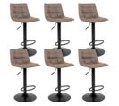 Lot De 6 Tabourets Acier Et Tissu Marron Clair - Magnus