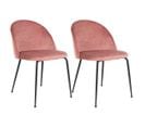 Lot De 2 Chaises Velours Rose Et Pieds Métal Noir - Meyrin