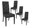 Lot De 4 Chaises Simili Noir Et Pieds Laqués - Trevi