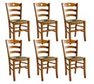 Lot De 6 Chaises Teinté Chêne Et Assises En Paille - Naples