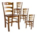 Lot De 4 Chaises Teinté Chêne Et Assises En Bois - Naples