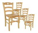 Lot De 4 Chaises Naturelles Et Assises En Bois - Naples