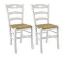 Lot De 2 Chaises Laquées Blanc Et Assises En Paille - Suzy