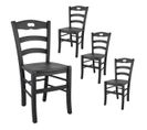 Lot De 4 Chaises Laquées Noir Et Assises En Bois - Suzy