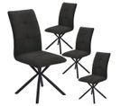 Lot De 4 Chaises Matelassées Noires Piètement Etoile - Eccla