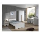 Lit 90x200cm + Chevet + Armoire 2p + Bureau - Nash White