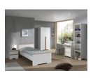 Lit 90x200cm + Chevet + Armoire 2p + Pack Bureau - Nash White